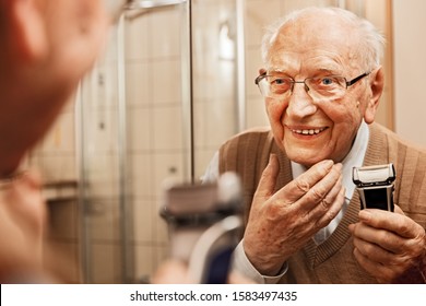 Elderly Person in the Bathroom, Shaving