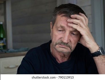 Elderly Sad Man Close-up Portrait