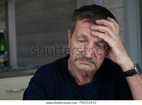 Elderly Sad Man Closeup Portrait Stock Photo (Edit Now) 790113913