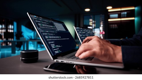 Elderly Senior Programmer Debugging Code On Multiple Laptops At Night. - Powered by Shutterstock - Get 15% off with code: PIKWIZARD15