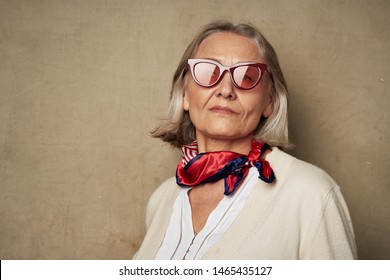 Elderly Woman Charm Glasses Elegant Style Fashion Studio