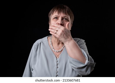 Elderly Woman Covers Her Mouth Her Stock Photo 2133607681 | Shutterstock