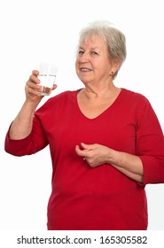 Elderly Woman Is Drinking Water 