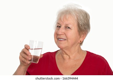 Elderly Woman Is Drinking Water