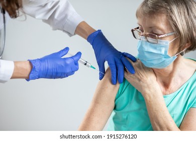 Elderly Woman Getting Coronavirus Vaccine