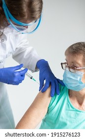 Elderly Woman Getting Coronavirus Vaccine