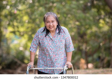 Elderly Woman Handing Two Hands Walker Stock Photo 1347800012 ...