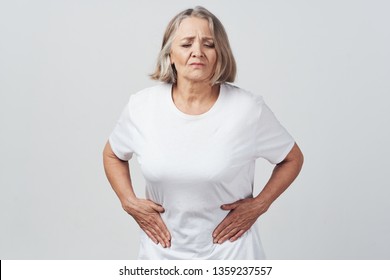 Elderly Woman Holding Her Stomach Diarrhea Stock Photo 1359237557 ...