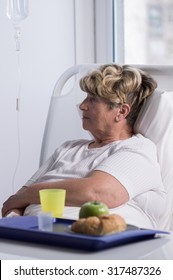 Elderly Woman In Hospital Is Not Interested In Her Food