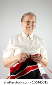 Elderly Woman Knitting