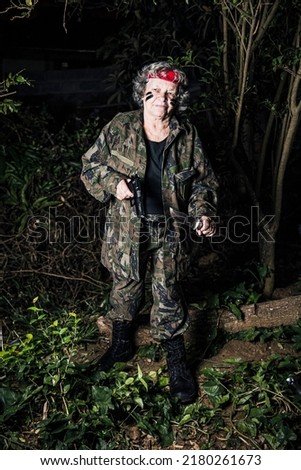 Elderly woman military armed green granny armed forces brazil