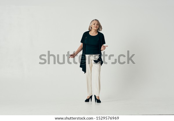 Elderly Woman Short Haircut Trousers High Stock Photo Edit Now