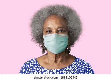 Elderly Woman Wearing Mask For Covid-19 Prevention Campaign