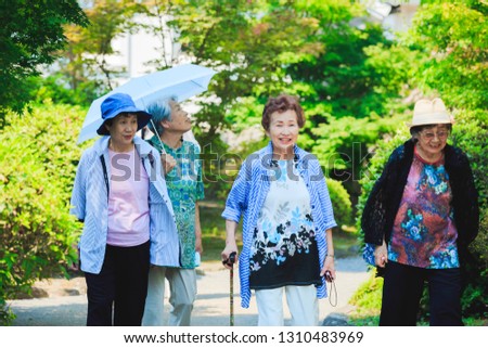Elderly women enjoying the trip