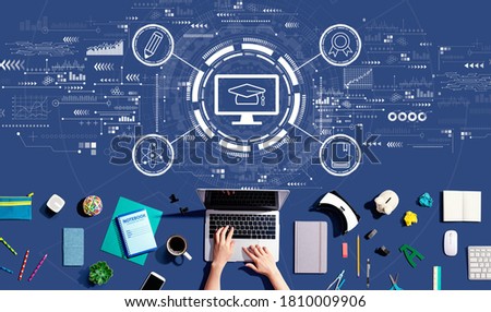 E-learning concept with person using a laptop computer