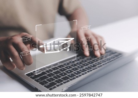  E-learning education concept, internet lessons and online webinar.  who attends online lessons on a digital Education  learning online with webinar, learn,training, education, course, tutorial,
