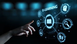 E-learning Education Internet Technology Webinar Online Courses Konzept.