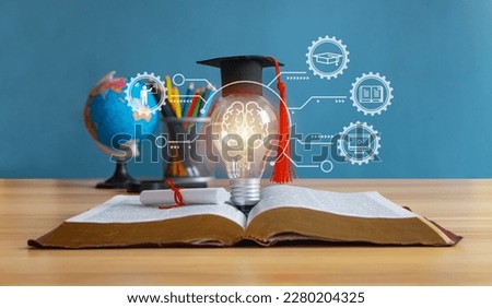 E-learning education,Innovative learning, creative educational study concept for graduation, global business study, abroad educational, and Back to School.
