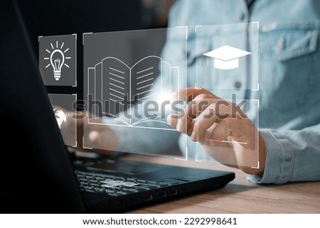 Elearning graduate certificate program concept. e-learning education concept, learning online with webinar, video tutorial, internet lessons. Internet education course degree, study knowledge. 