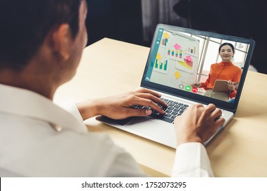 E-learning and Online Business Presentation Meeting Concept. Digital training course for people to do remote learning from anywhere. - Shutterstock ID 1752073295
