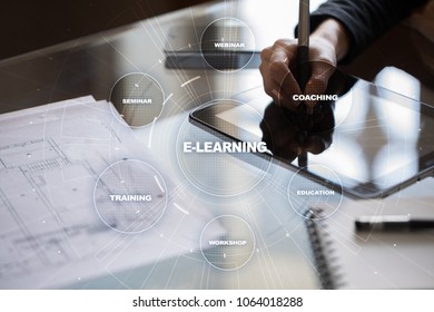 E-Learning, online education, training and development. internet and technology concept.