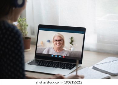 Elearning Over Shoulder View Attentive Young Stock Photo 1902155212 ...