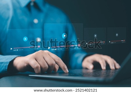 E-learning study graduate certificate program concept. Teacher training online education academy. Internet course degree, knowledge creative idea solution. Computer webinar play button virtual screen