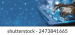 E-learning technology, webinar, online education and training to develop new skills and knowledge. artificial intelligence,AI-enhanced learning with personalized courses. Remote learning on internet. 