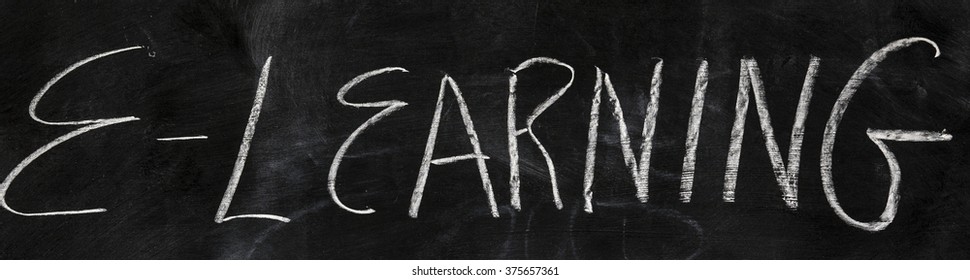 E-Learning written on a chalk board