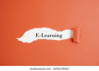 E-Learning, written on red torn paper