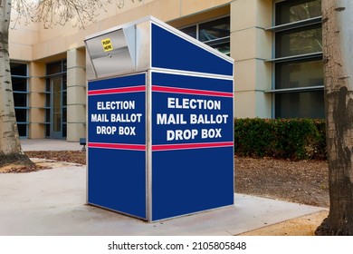 Election Mail Ballot Drop Box In Red White And Blue
