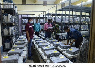 Election Official Check The EVM At Strong Before Dispatching It For Ballygunge Assembly By Election On March 11,2022 In Calcutta, India. 