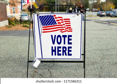 An election polling place station during a United States election.