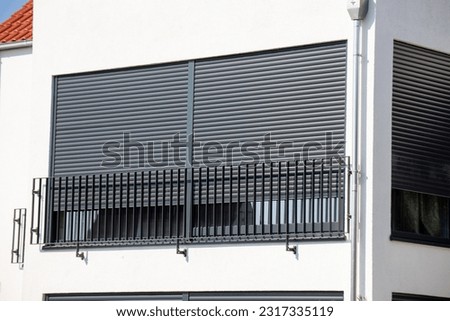 Electric aluminium roller shutter on a new residential building