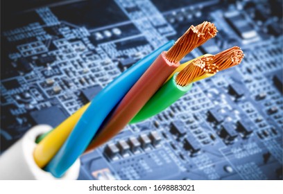 Electric Armored Copper Cable On Background