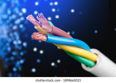 Electric armored copper cable on background - Shutterstock ID 1898665015
