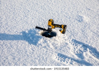 Electric Auger Left In An Ice Hole