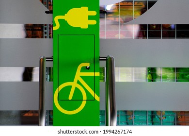 an electric bike or e-bike charging station, electromobility with bicycle