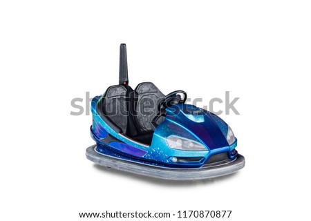 Electric bumper car for kids on white background