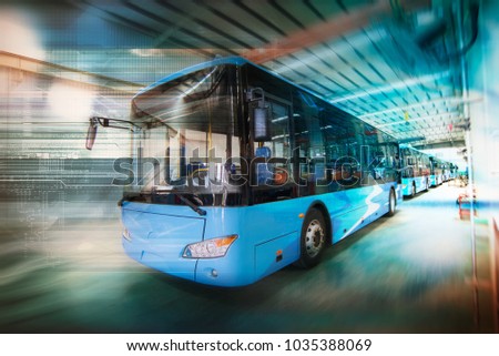 Electric bus discharged in the workshop