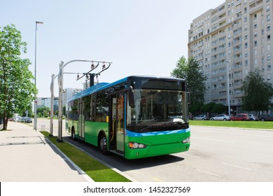 Electric Bus On The City Street 