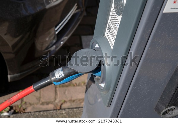 Electric Cable For A Electrical Car At\
Amsterdam The Netherlands\
21-3-2022