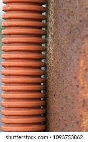 An Electric Cable On A Telephone Pole, Close Up, Macro Photo.