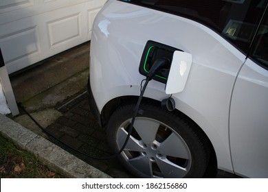 Electric Car Charger At Home - Charging EV With Lights On