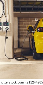 Electric Car Charging Home Garage On Rapid Charger