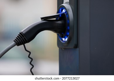 Electric Car Charging On Parking Lot In Gyula, Hungary 