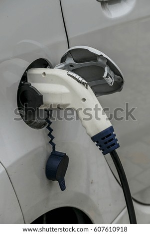 electric car at charging station