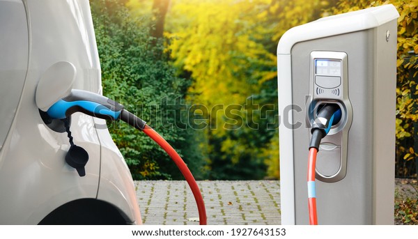 Electric car with a charging\
station