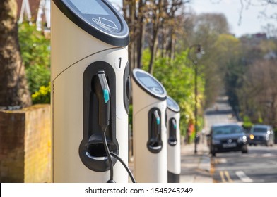 Electric Car Charging Station Around Crouch End Area On London Street