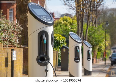 Electric Car Charging Station Around Crouch End Area On London Street